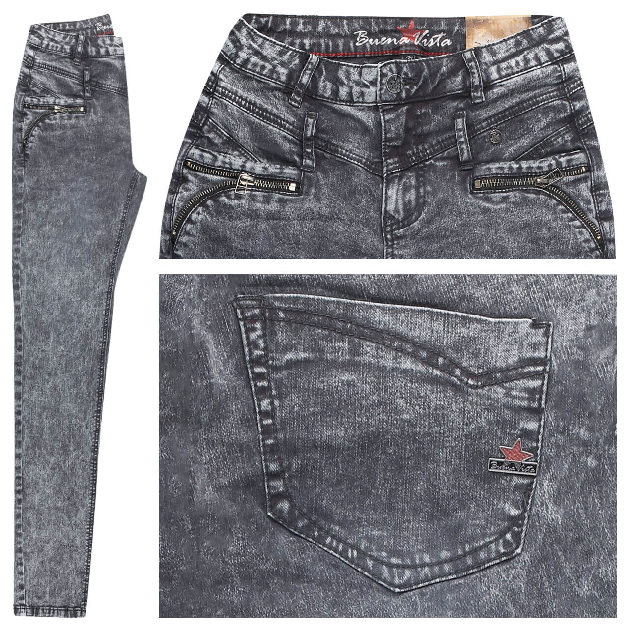 Buena Vista Jeans Florida-Z Stretch Denim für Damen in Schwarz verwaschen, FarbNr.: 2915