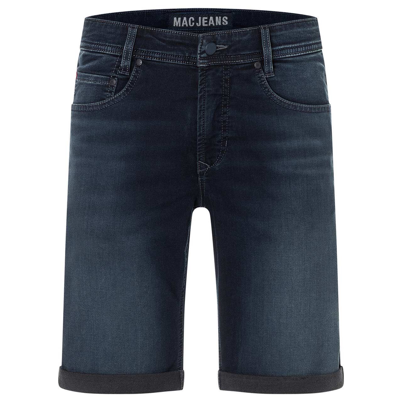 Herren Bermuda Jogn Jeans von MAC in Dunkelblau angewaschen, Vorderansicht