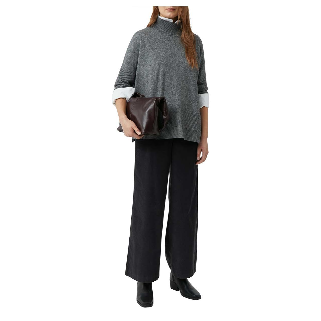 Damen Pullover von Comma in Grau meliert, Vorderansicht