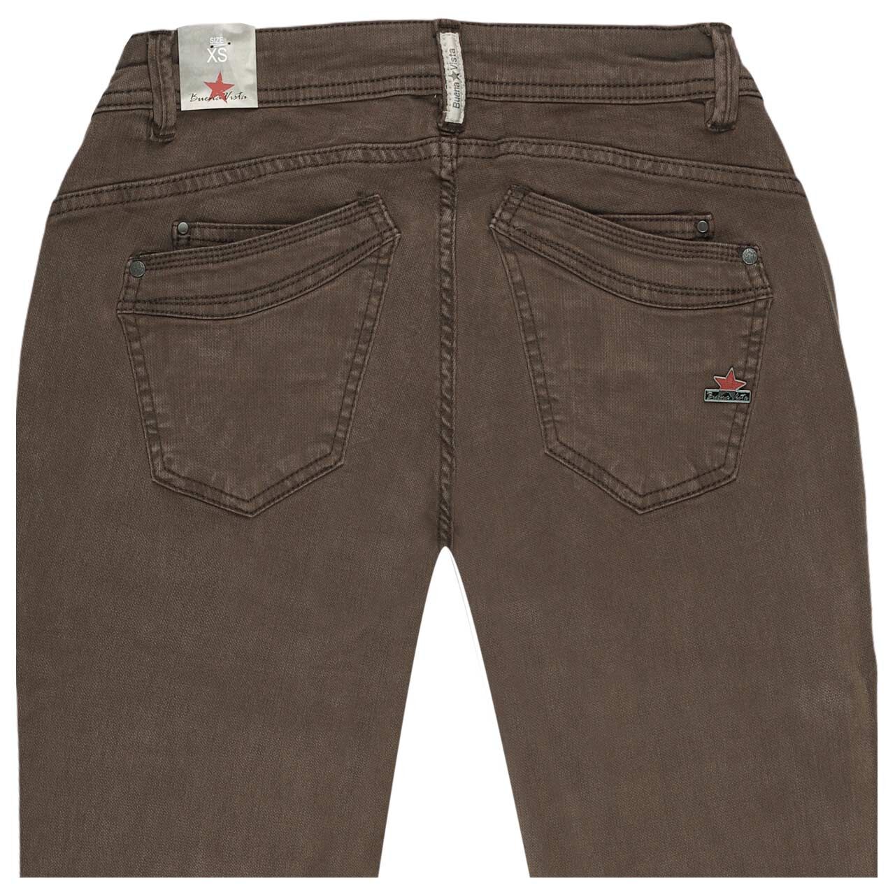 Damen Ankle Baumwollhose Malibu Cropped Stretch Twill von Buena Vista in Dunkelbraun, detaillierte Rückansicht