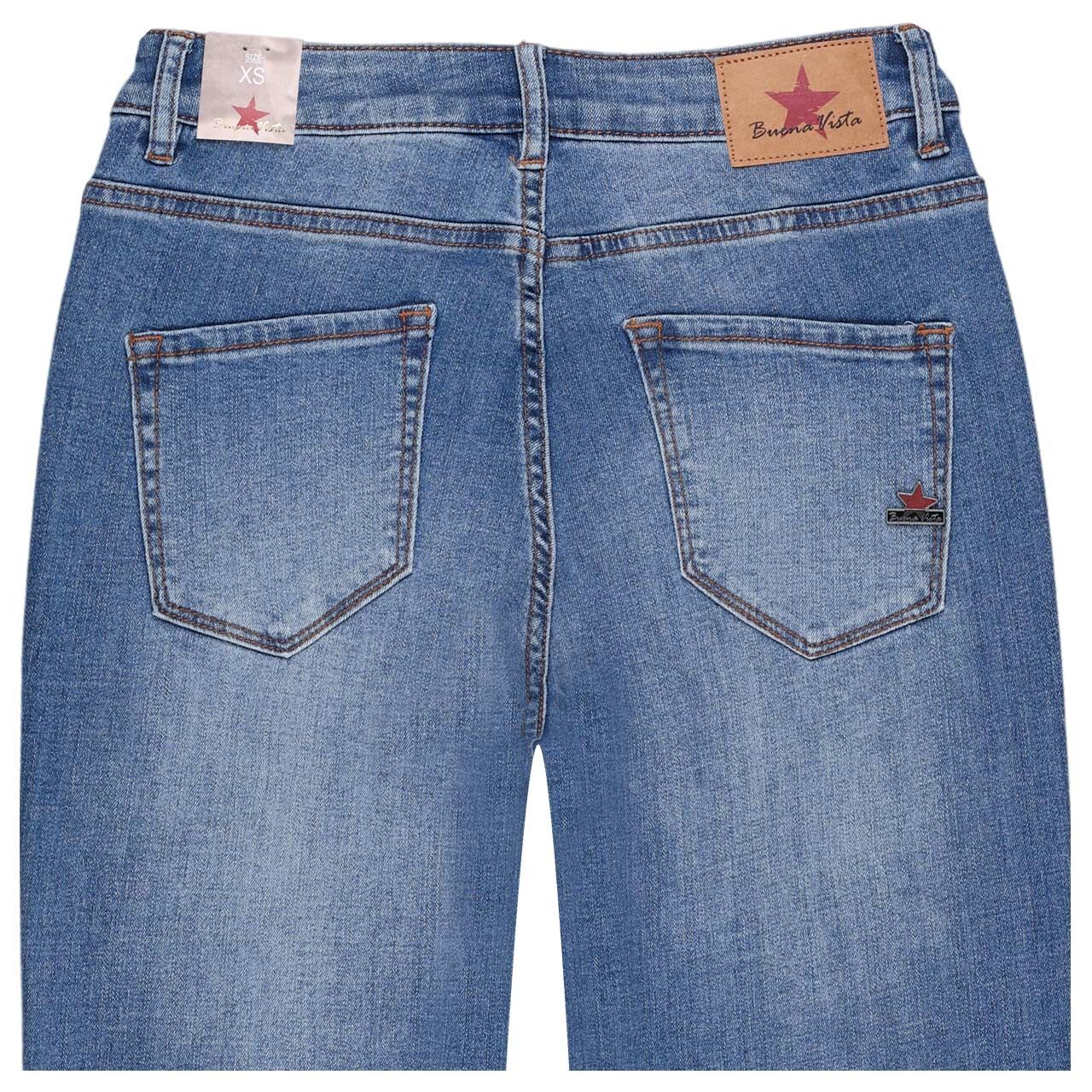 Damenjeans Wide Leg Stretch Denim von Buena Vista in Blau angewaschen, detaillierte Rückansicht