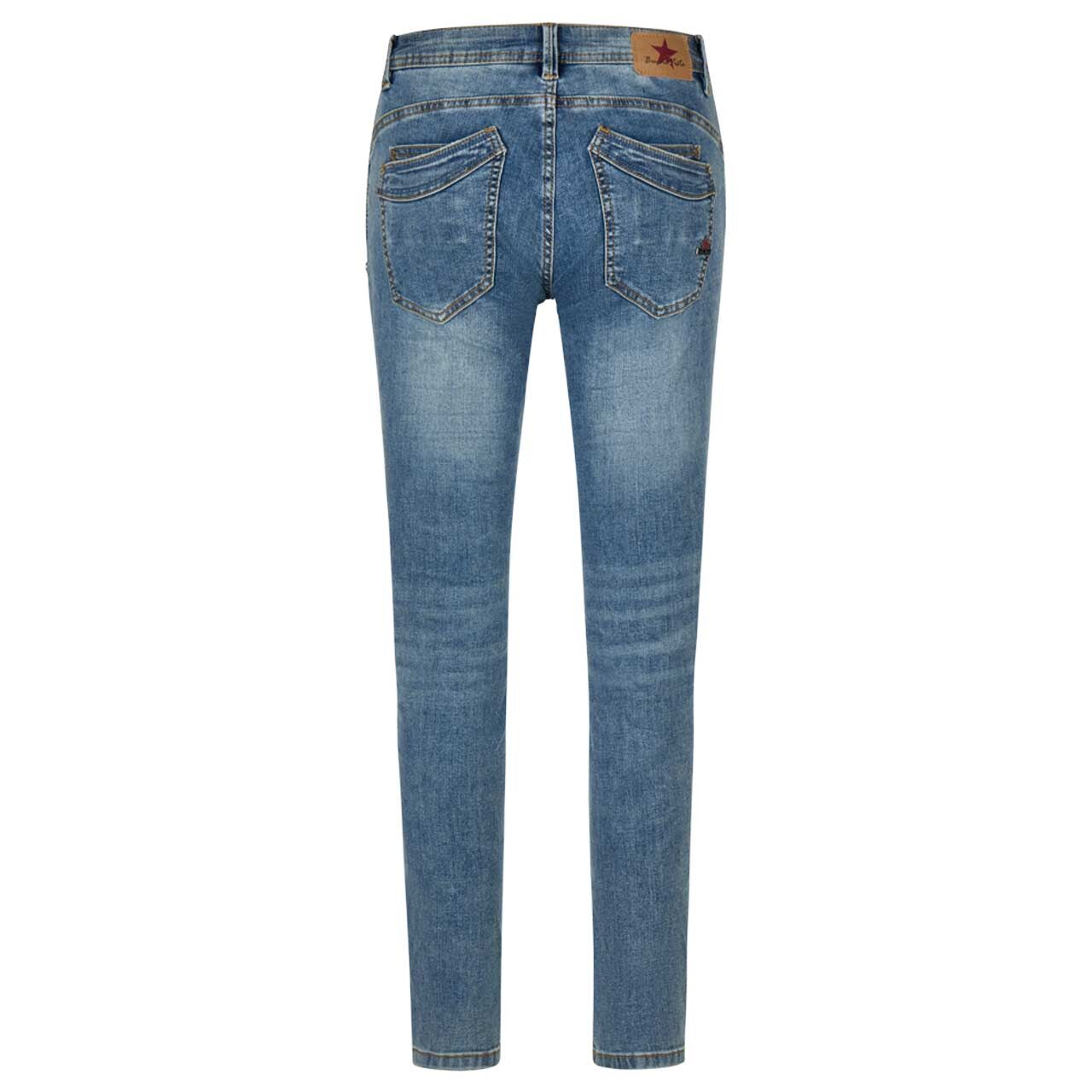 Damen Ankle Jeans Malibu Cropped Stretch Denim in Blau angewaschen, Vorderansicht