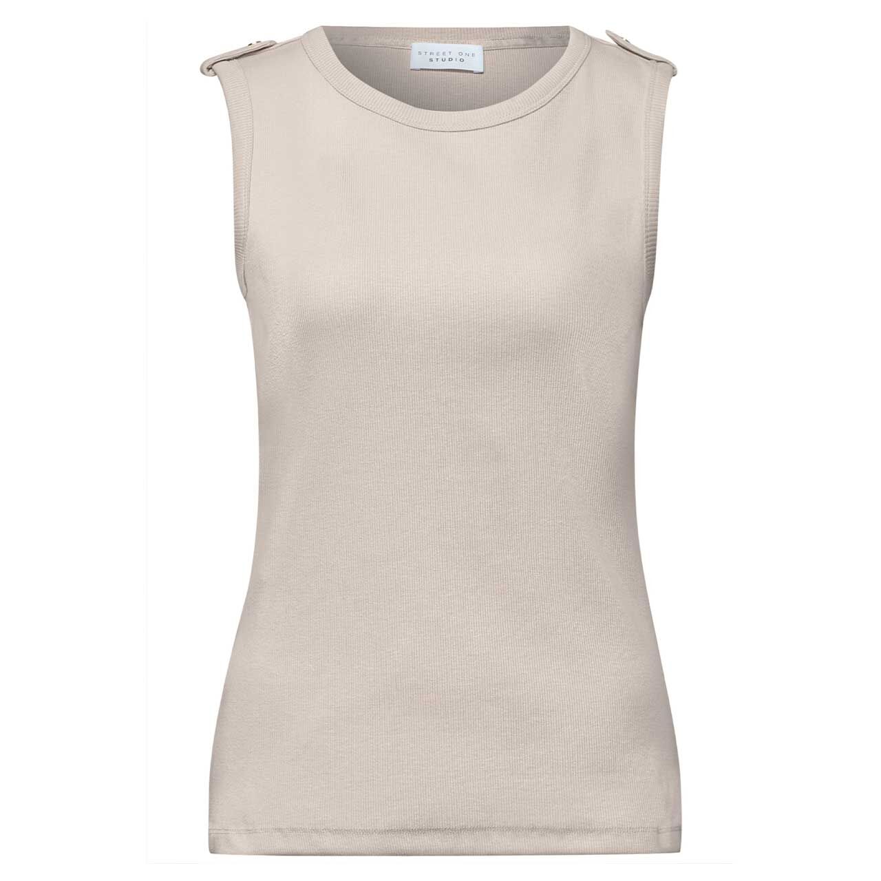 Street One Studio Damen Top Rib Deco Buttons stone sand