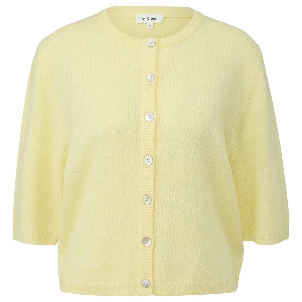 s.Oliver Damen 3/4 Arm Strickjacke butter yellow