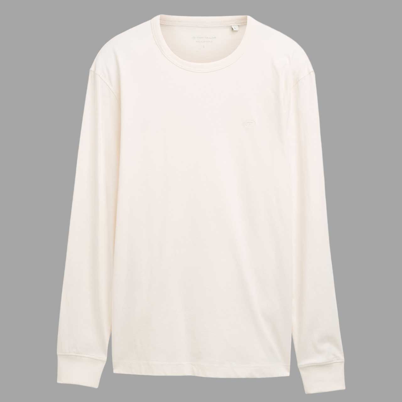 Tom Tailor Herren Langarm Shirt basic gardenia white