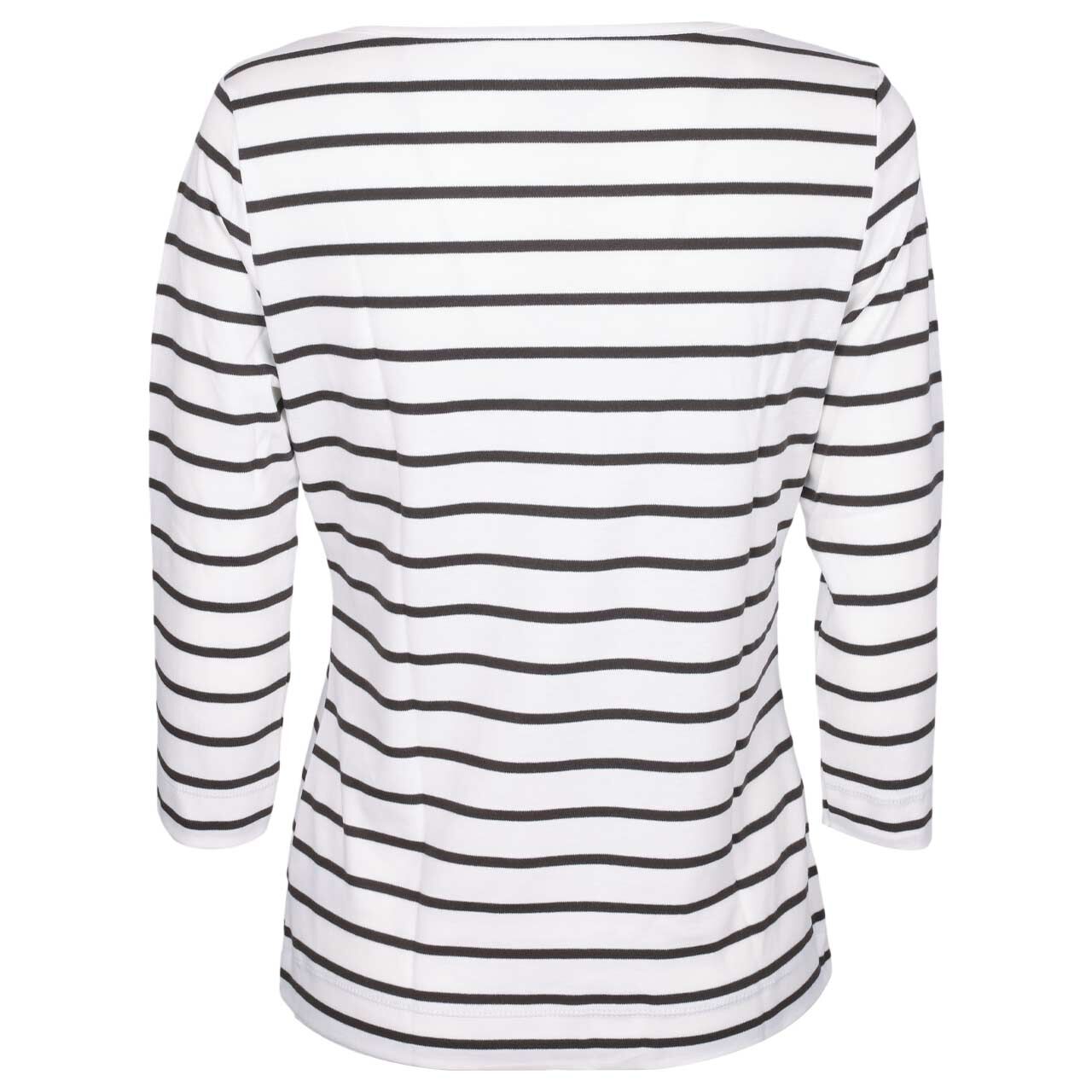 Damen 3/4 Arm Shirt von Munich Freedom in Cremeweiß-Braun gestreift, Rückansicht