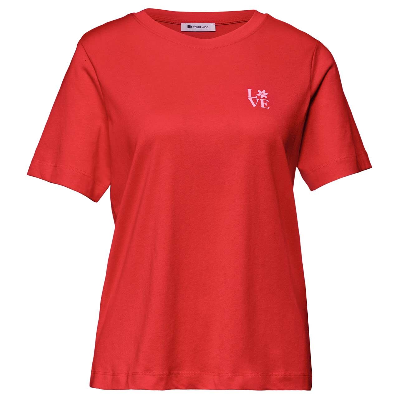 Street One Damen T-Shirt Basic Chest Print salsa red