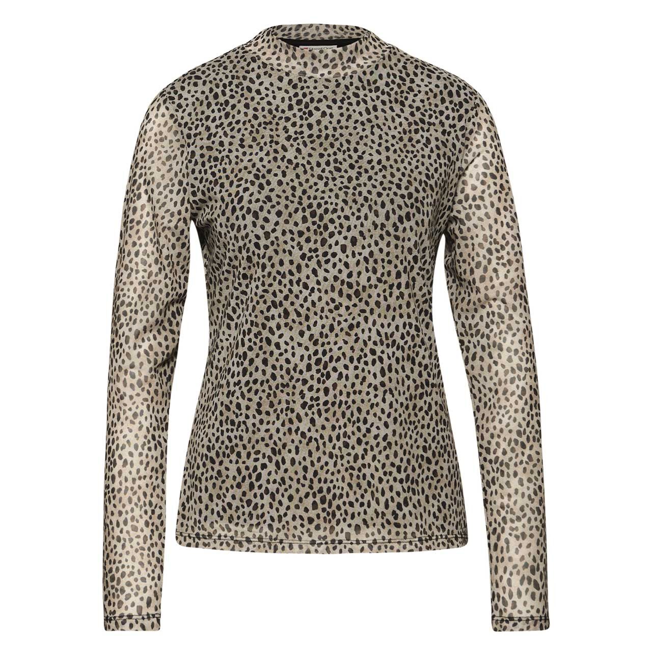 Street One Damen Langarm Shirt Printed Mesh sanded beige