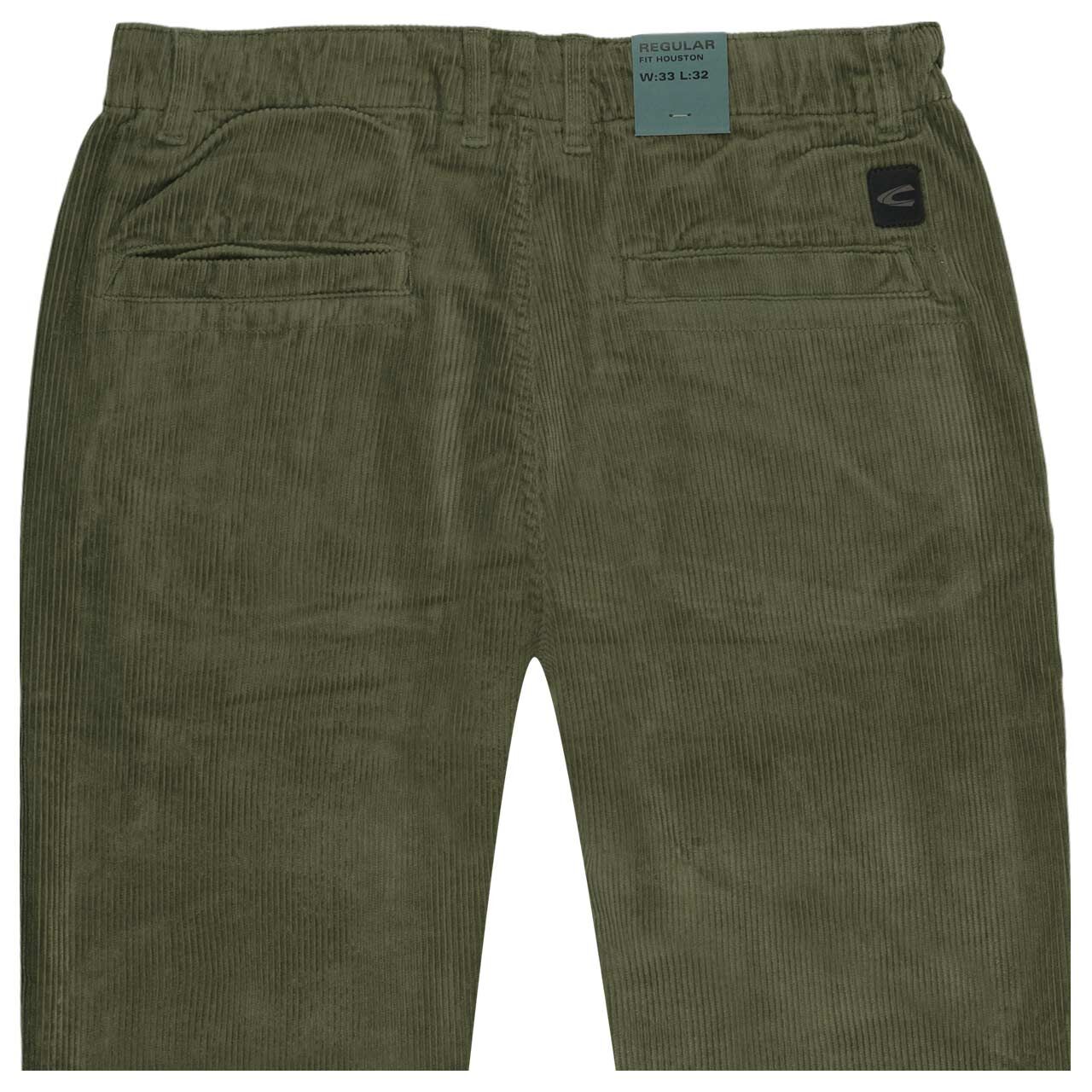 Herren Chino Cordhose Houston von Camel active in Dunkelgrün, detaillierte Rückansicht