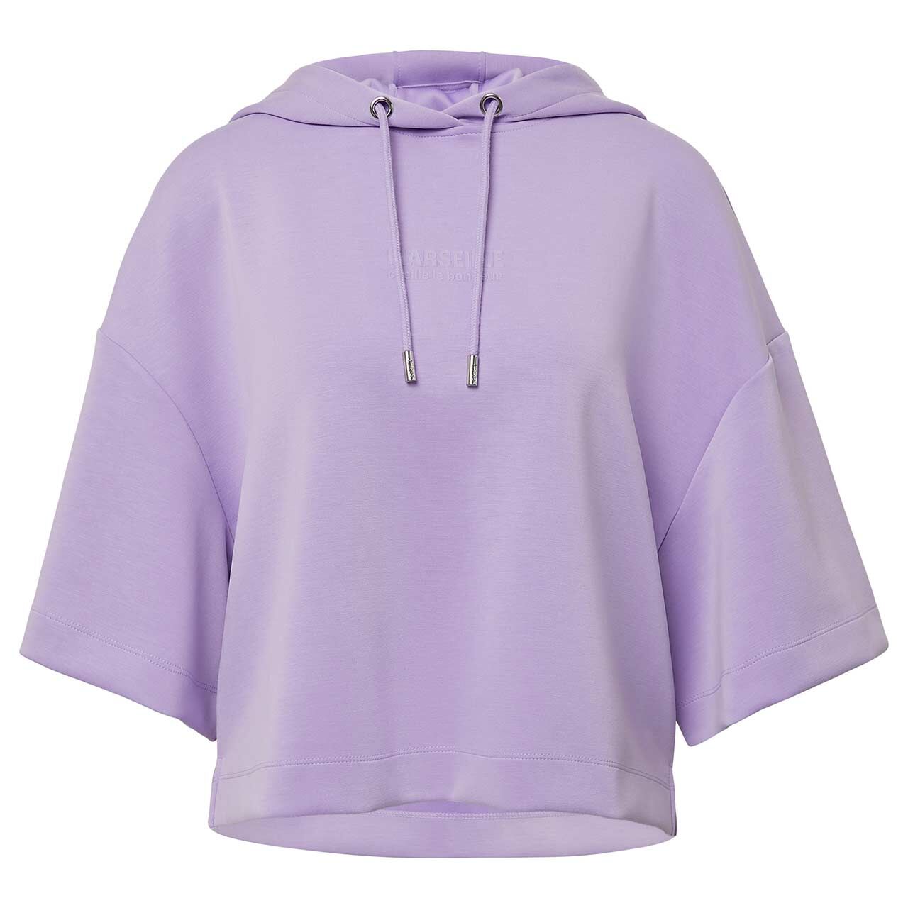 Comma Damen Kurzarm Hoodie Sweatshirt lilac pink