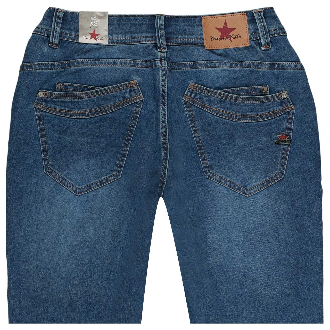Stretch Denim Jeans Malibu von Buena Vista in Mittelblau angewaschen, detaillierte Rückansicht