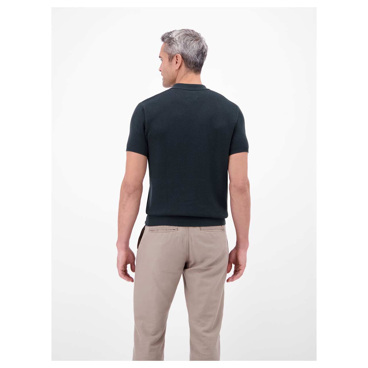 Herren Poloshirt von Lerros in Dunkelblau, Rückansicht am Model