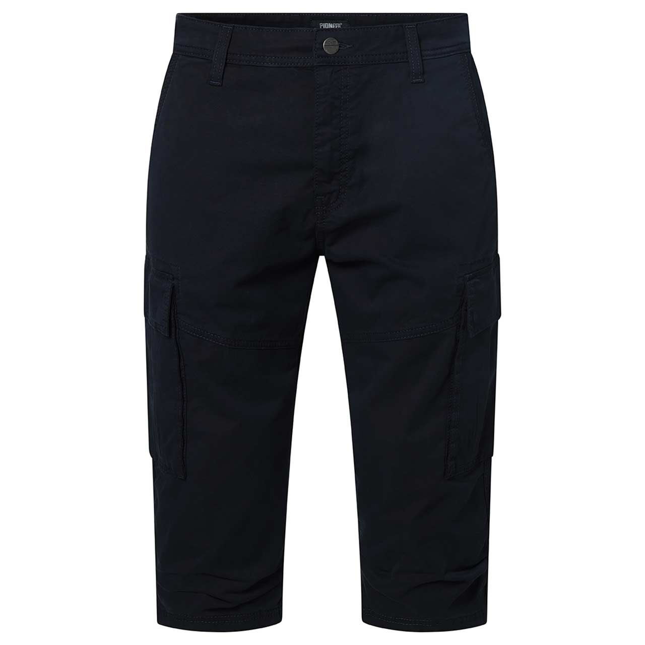 Stretch Herren 3/4 Cargo Baumwollhose Corey in Dunkelblau von Pioneer, Vorderansicht