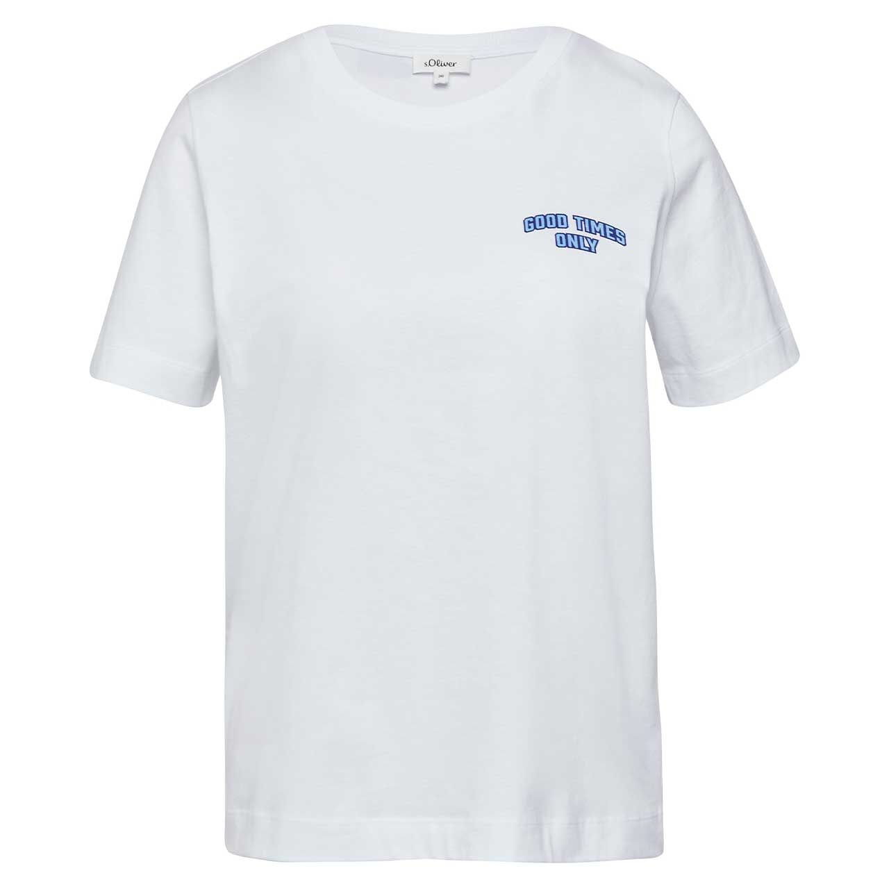 s.Oliver Damen T-Shirt white placed wording print s.Oliver Damen T-Shirt white placed wording print