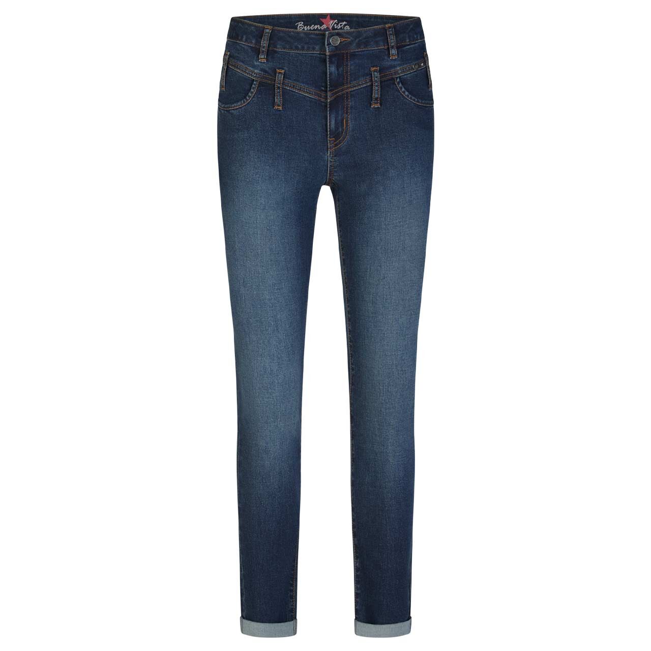 Damenjeans Florida Stretch Denim von Buena Vista in Dunkelblau angewaschen, Vorderansicht