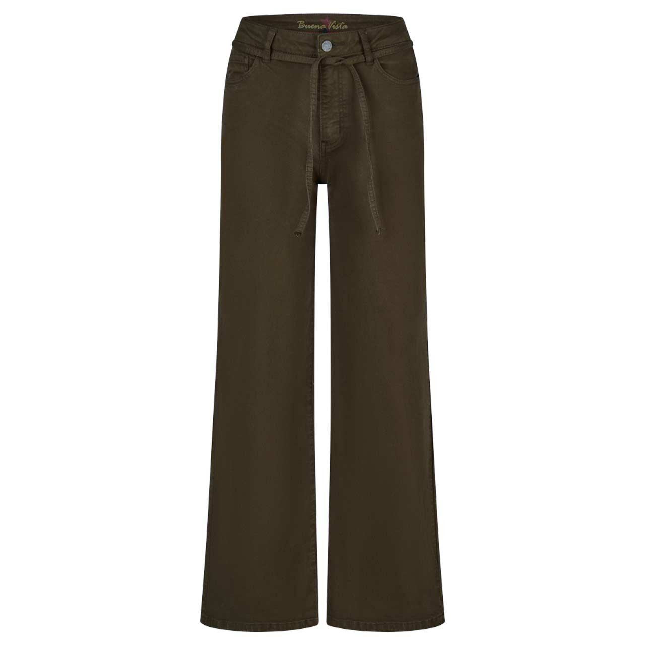 Damenjeans Wide Leg-L Stretch Cotton von Buena Vista in Olivgrün, Vorderansicht