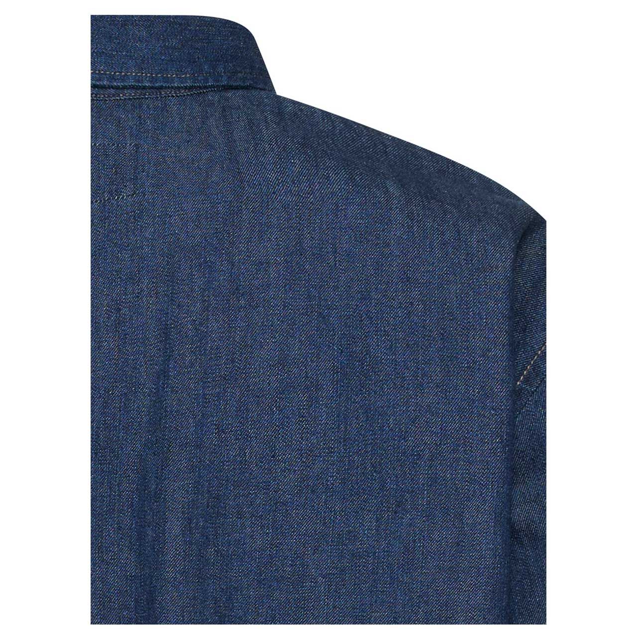Damen Langarm Bluse von Camel active in Jeansblau, detaillierte Rückansicht