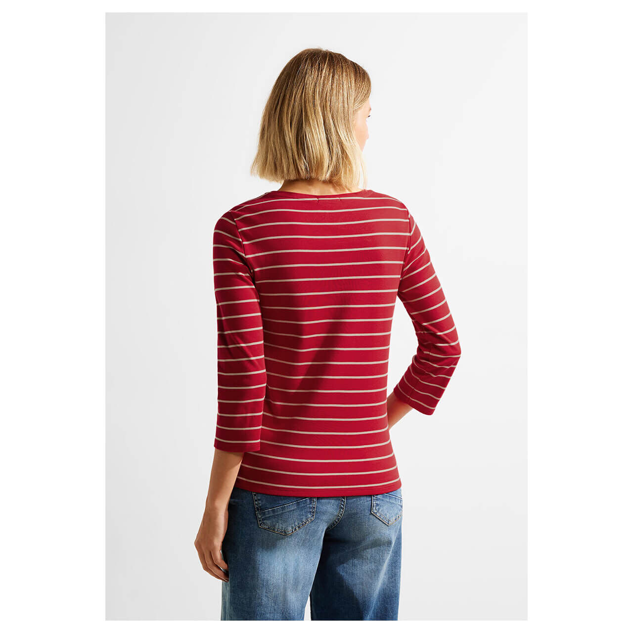Cecil Basic Boatneck 3/4 Arm Shirt casual red stripes