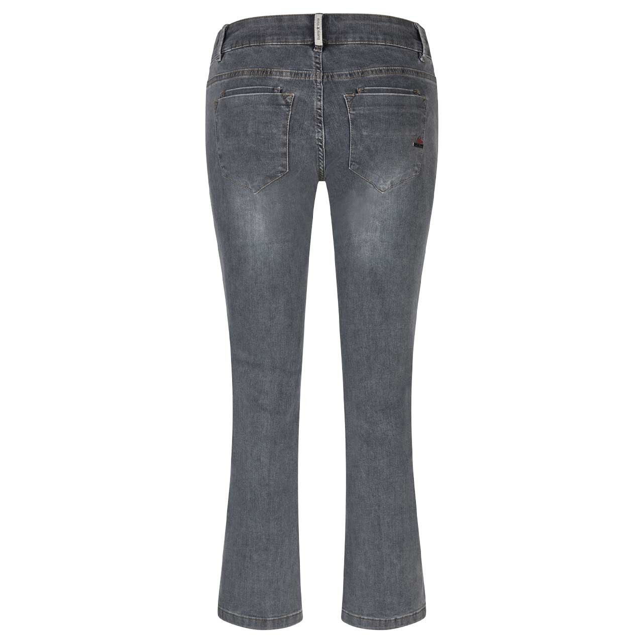 Damen 7/8 Jeans Italy K Kick Flare Stretch Denim in Grau angewaschen, Rückansicht