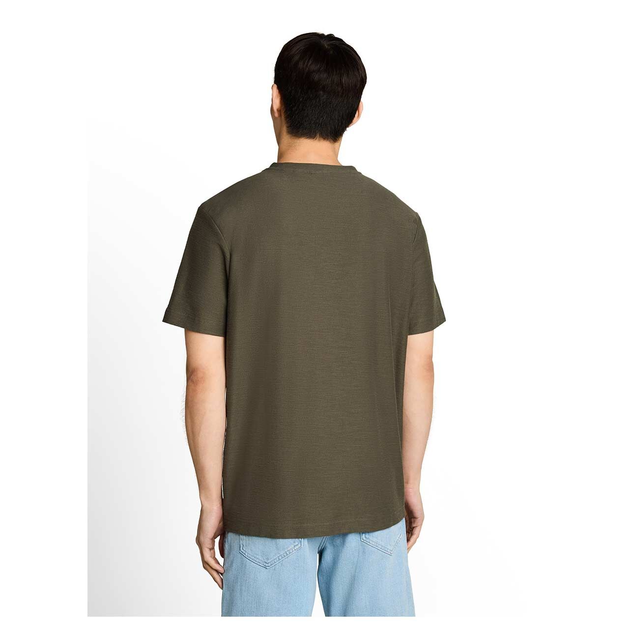 Herren T-Shirt von Tom Tailor in Dunkelgrün, Rückansicht am Model