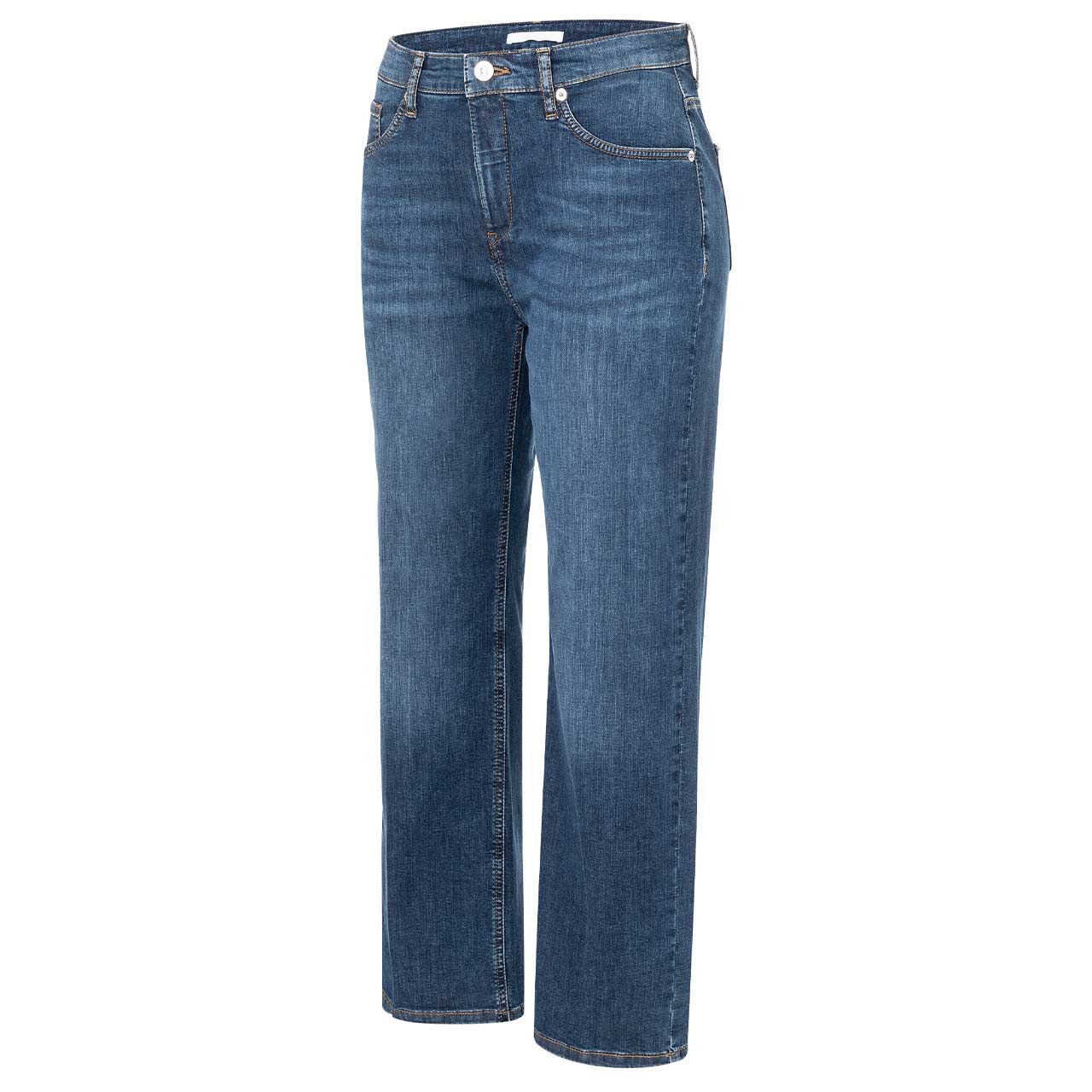 Stretch Damen 7/8 Jeans Culotte von MAC in Blau angewaschen, Seitansicht