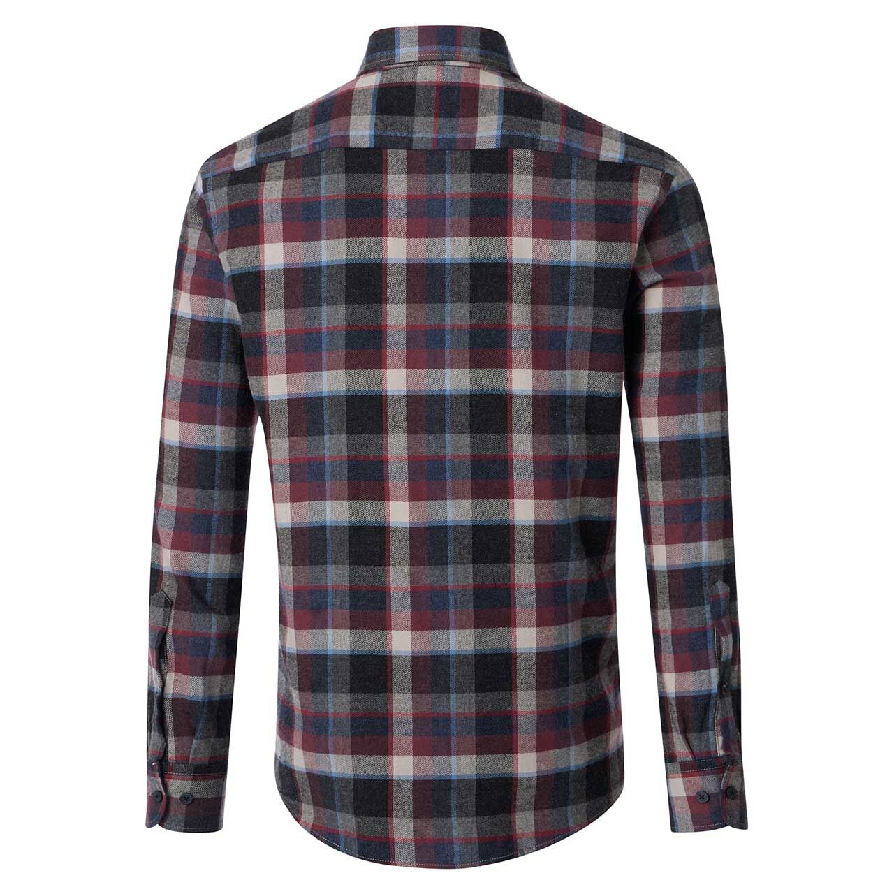 Herren Langarm Hemd von Casa Moda in Grau kariert, Rückansicht