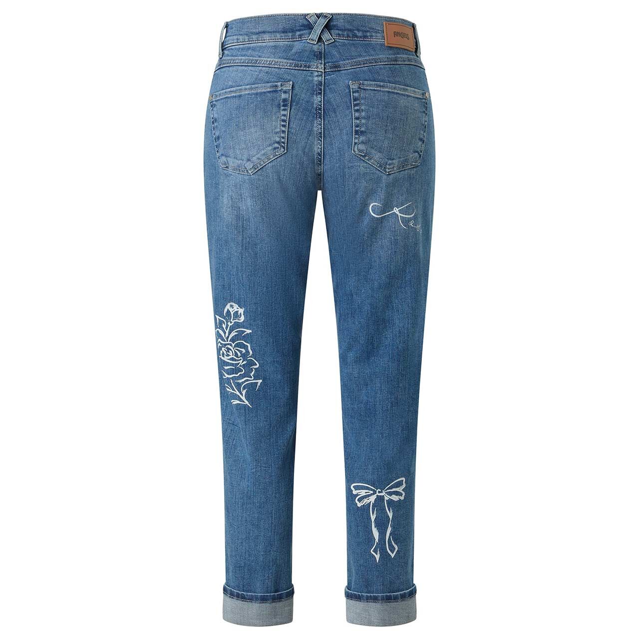 Damen 7/8 Jeans Darleen Beauty von Angels in Blau angewaschen mit Print, Rückansicht