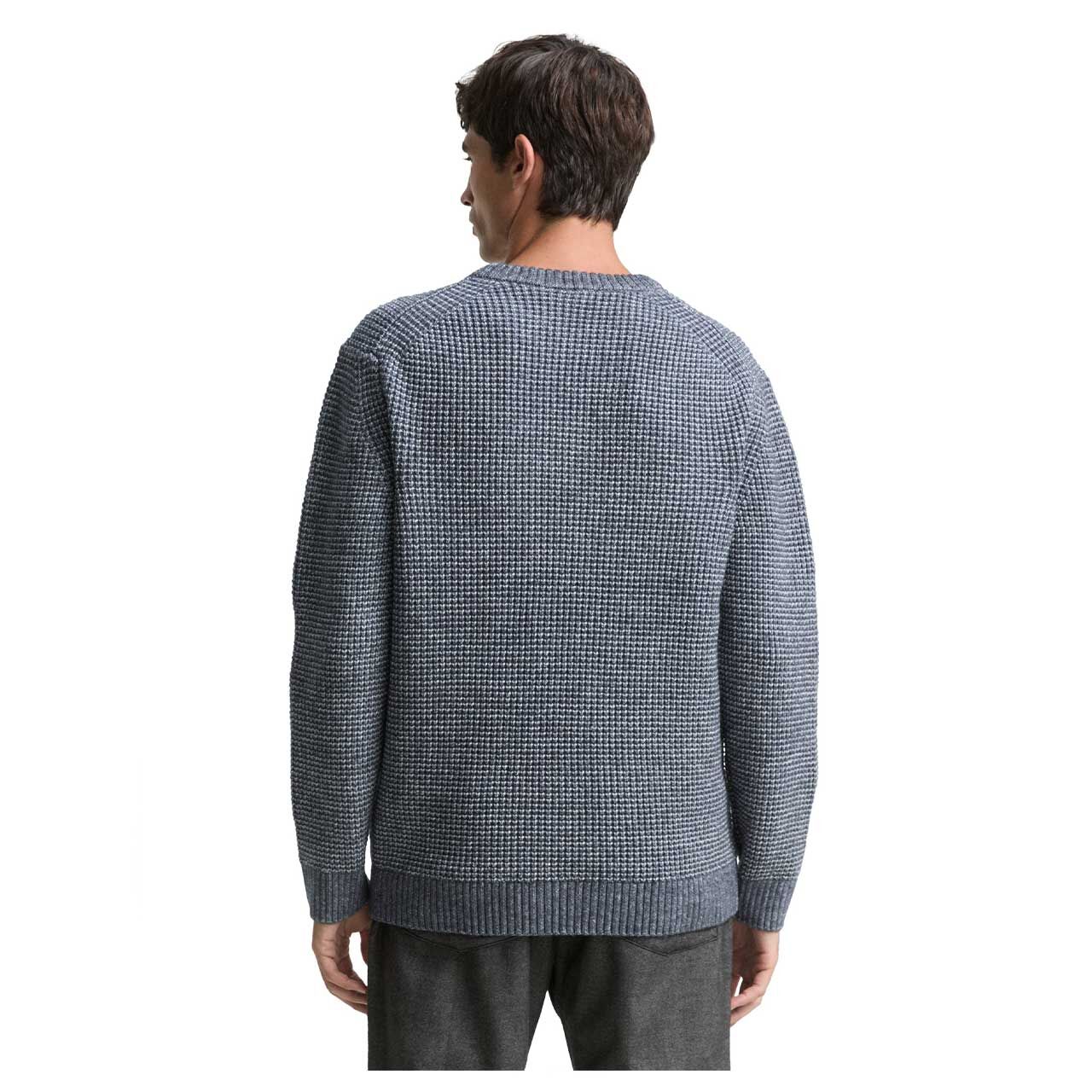 Herren Pullover Cosy Crew Neck in Dunkelblau meliert, Rückansicht am Model