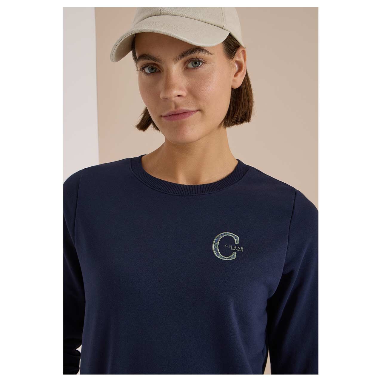 Cecil Damen Sweatshirt Solid Embroidery urban dark blue