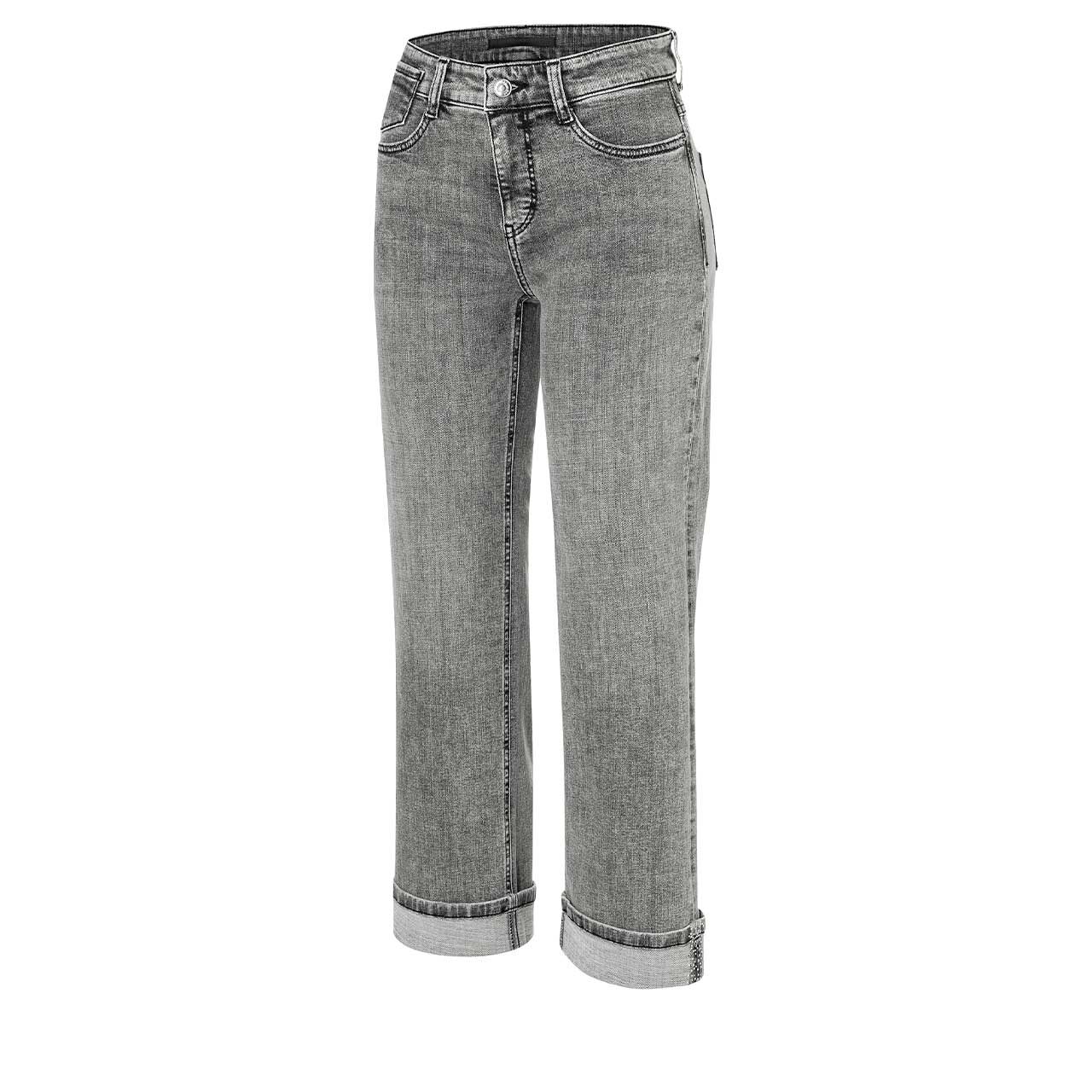 Stretch Damen 7/8 Jeans Laura von MAC in Grau angewaschen mit Strass, Seitenansicht