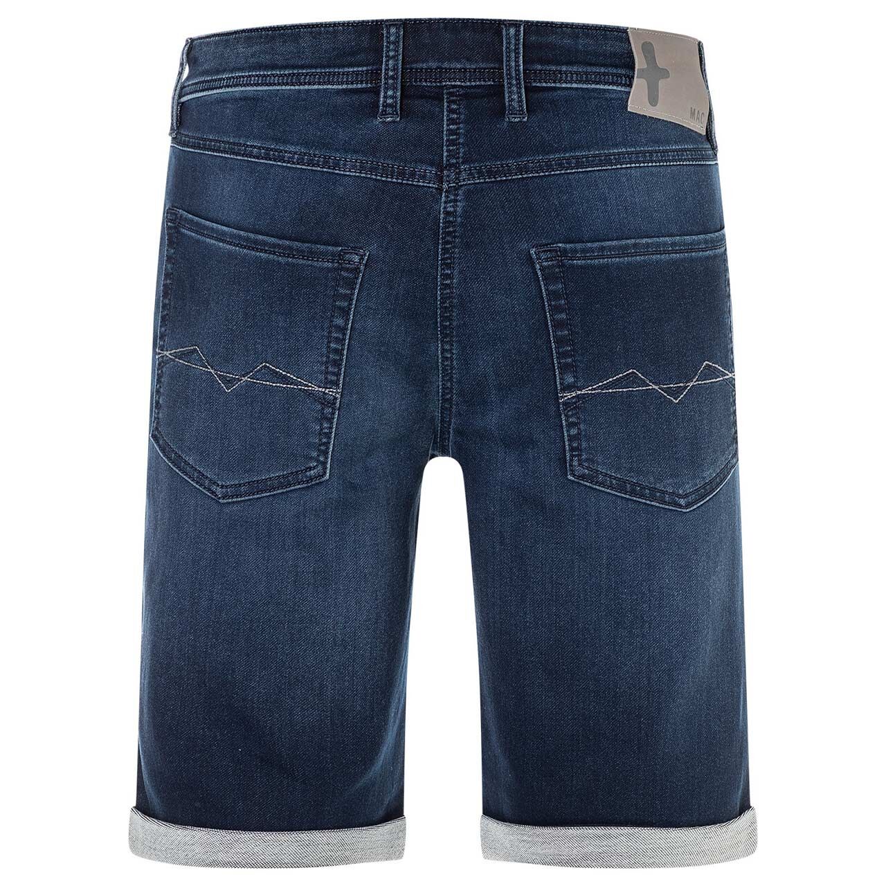 Herren Bermuda Jogn Jeans von MAC in Dunkelblau angewaschen, Rückansicht