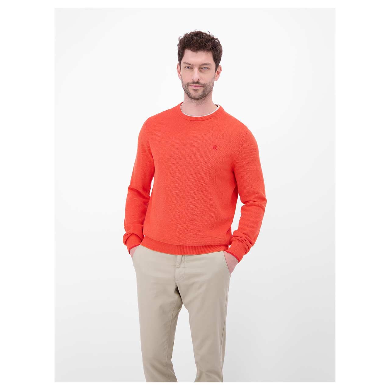 Herren Pullover von Lerros in Hellrot, Vorderansicht am Model