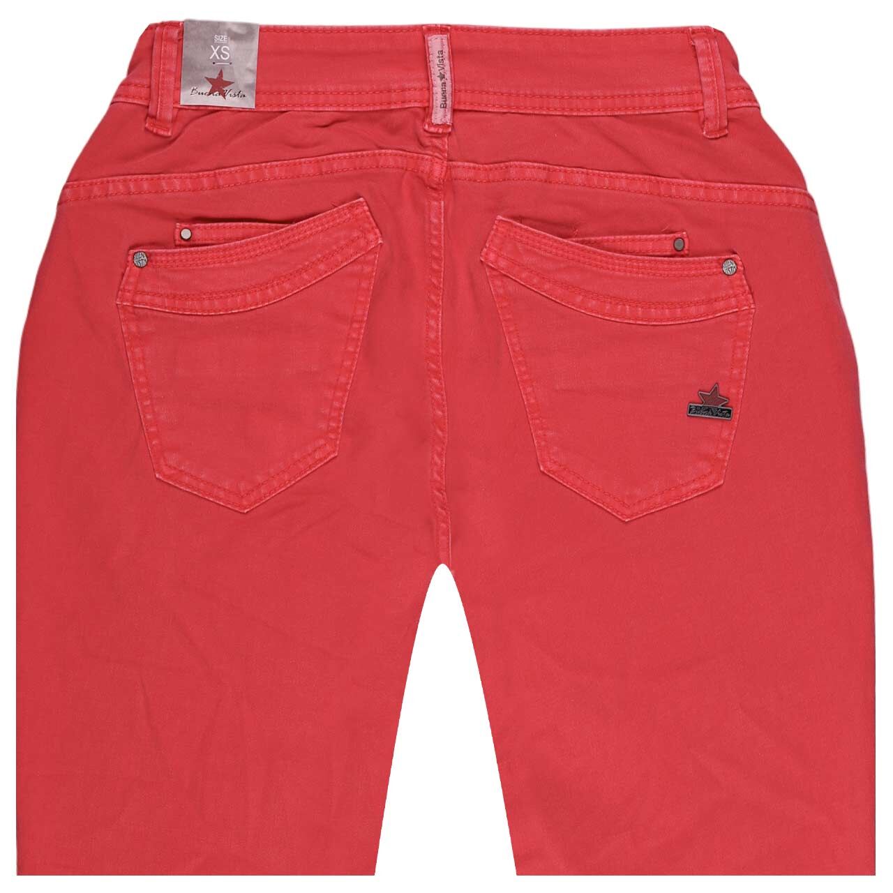 Damen Ankle Baumwollhose Malibu Cropped Stretch Twill von Buena Vista in Rot, Rückansicht Detail