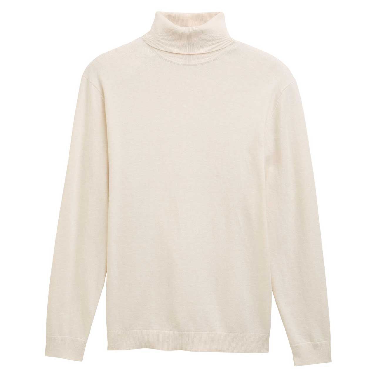 Tom Tailor Herren Pullover Cashmere Turtleneck Knit soft buttercream melange