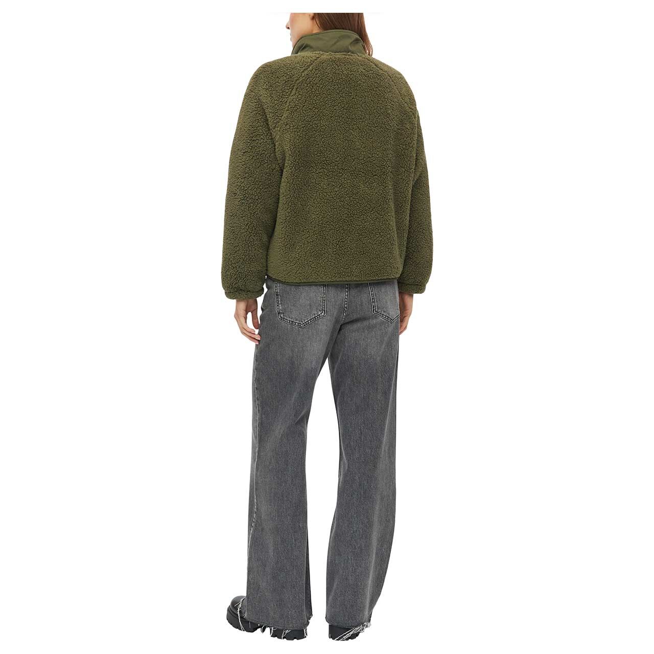 Damen Teddyjacke von s.Oliver in Dunkelgrün, Rückansicht am Model