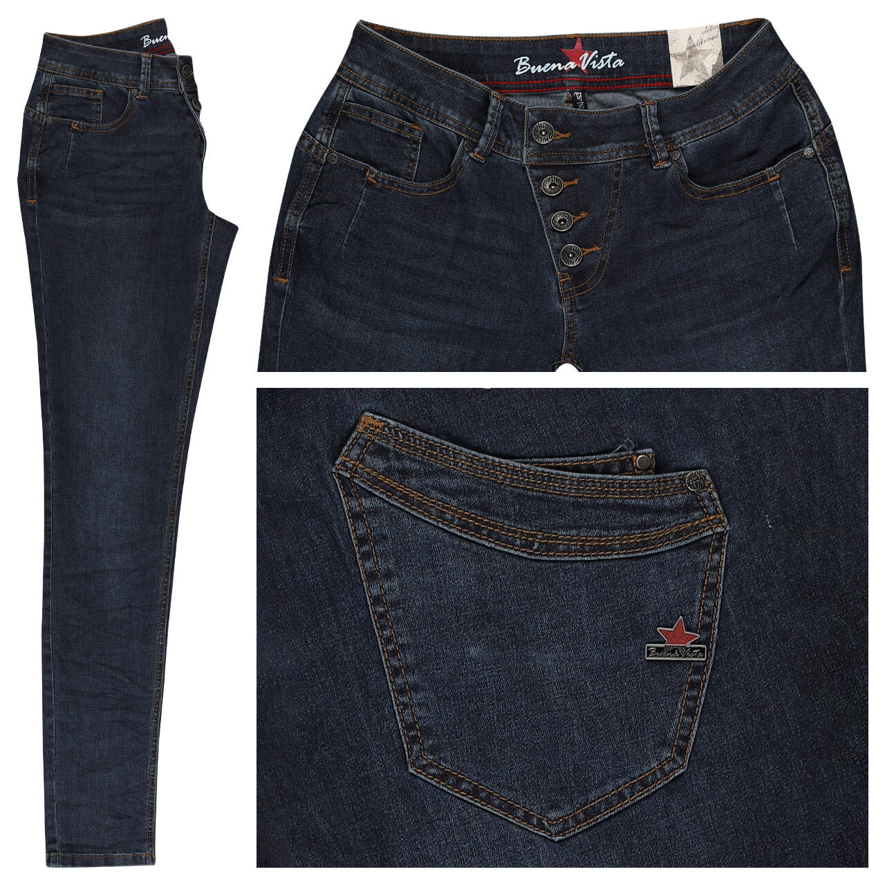 Buena Vista Malibu Stretch Denim Jeans dark stone