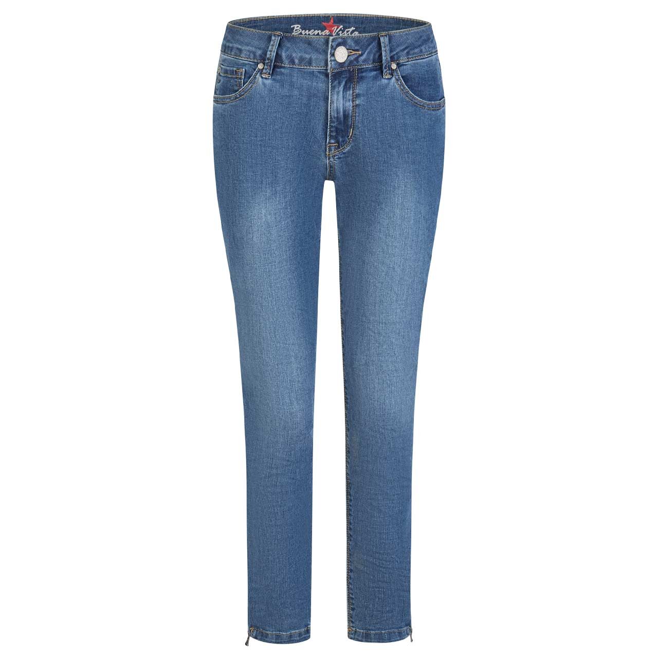 Damenjeans Italy V 7/8 Stretch Denim von Buena Vista in Blau verwaschen, Vorderansicht