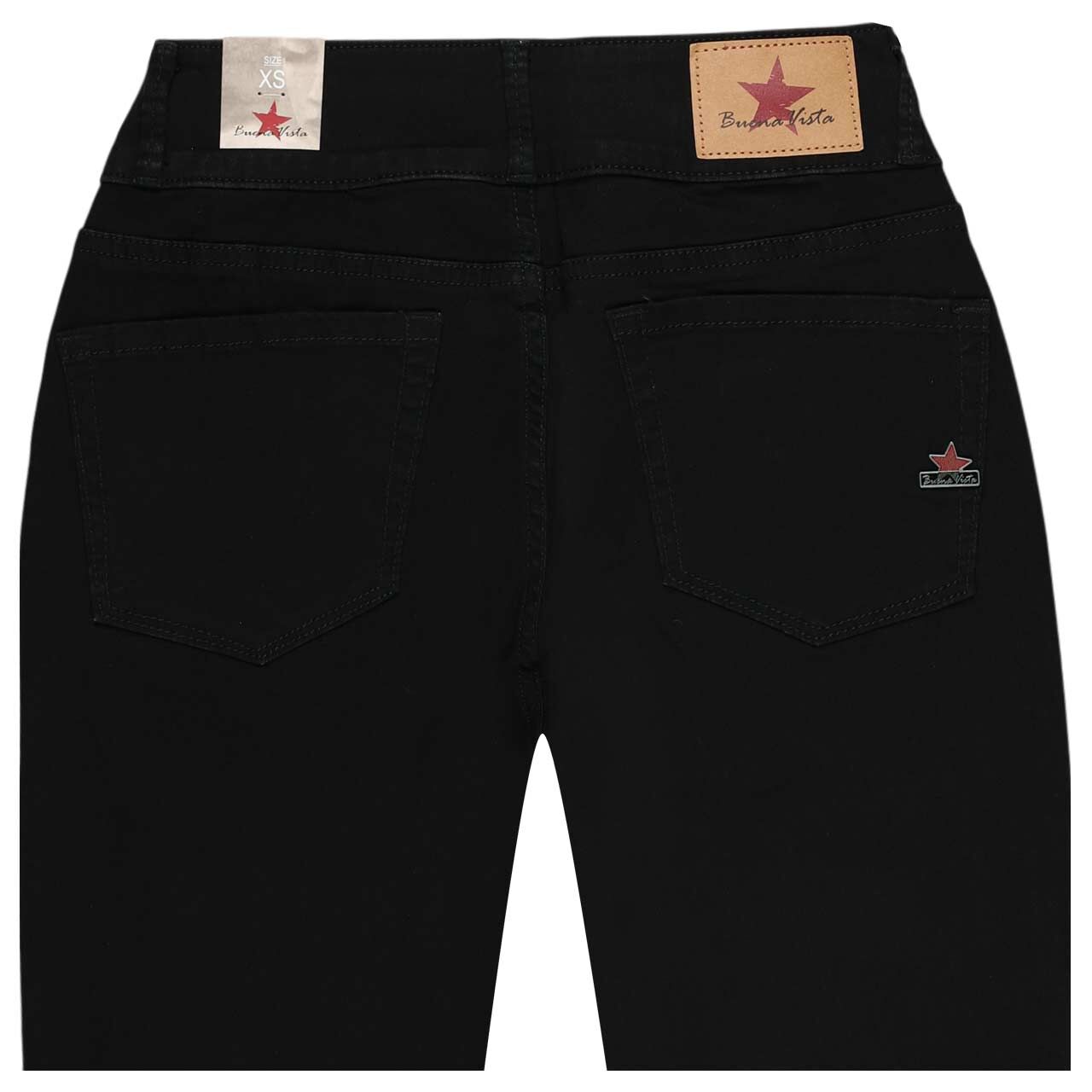 Stretch Twill Baumwollhose Tummyless von Buena Vista in Schwarz, detaillierte Rückansicht