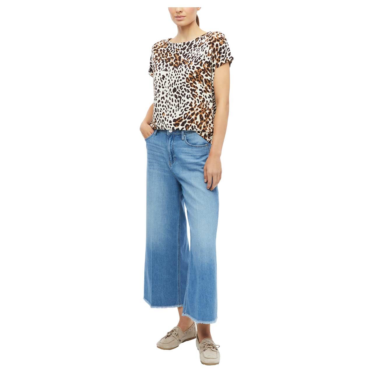 s.Oliver Damen T-Shirt in Braun mit Print, Vorderansicht am Model