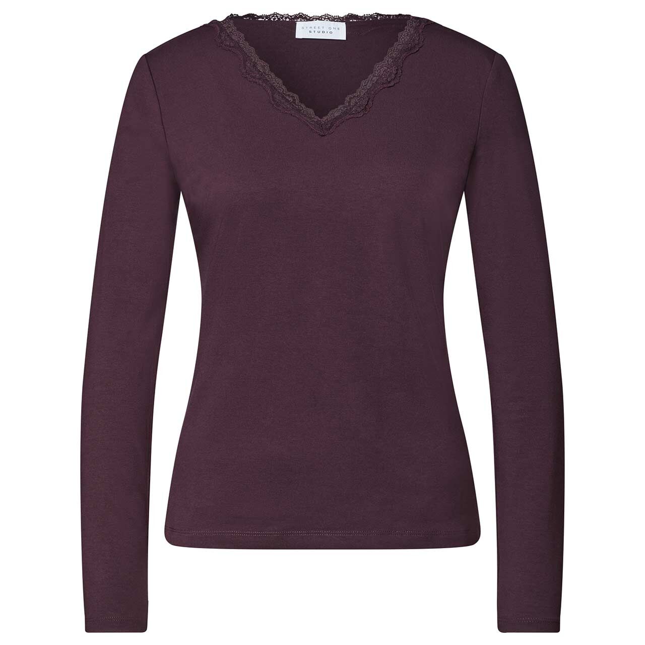 Street One Studio Damen Langarm Shirt With Lace very berry