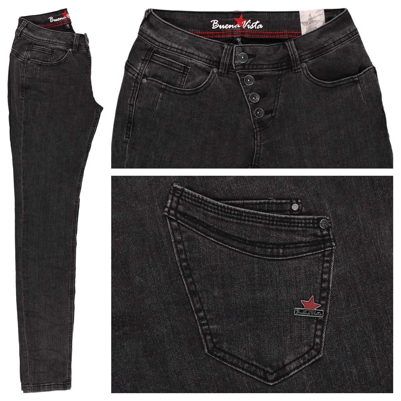 Buena Vista Malibu Stretch Denim Jeans dark black denim
