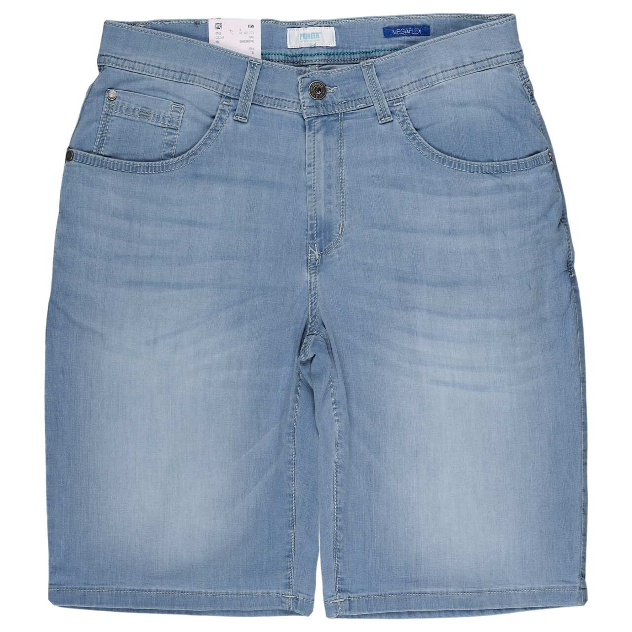 Bermuda Jeans Finn Megaflex von Pioneer in Hellblau angewaschen, Vorderansicht