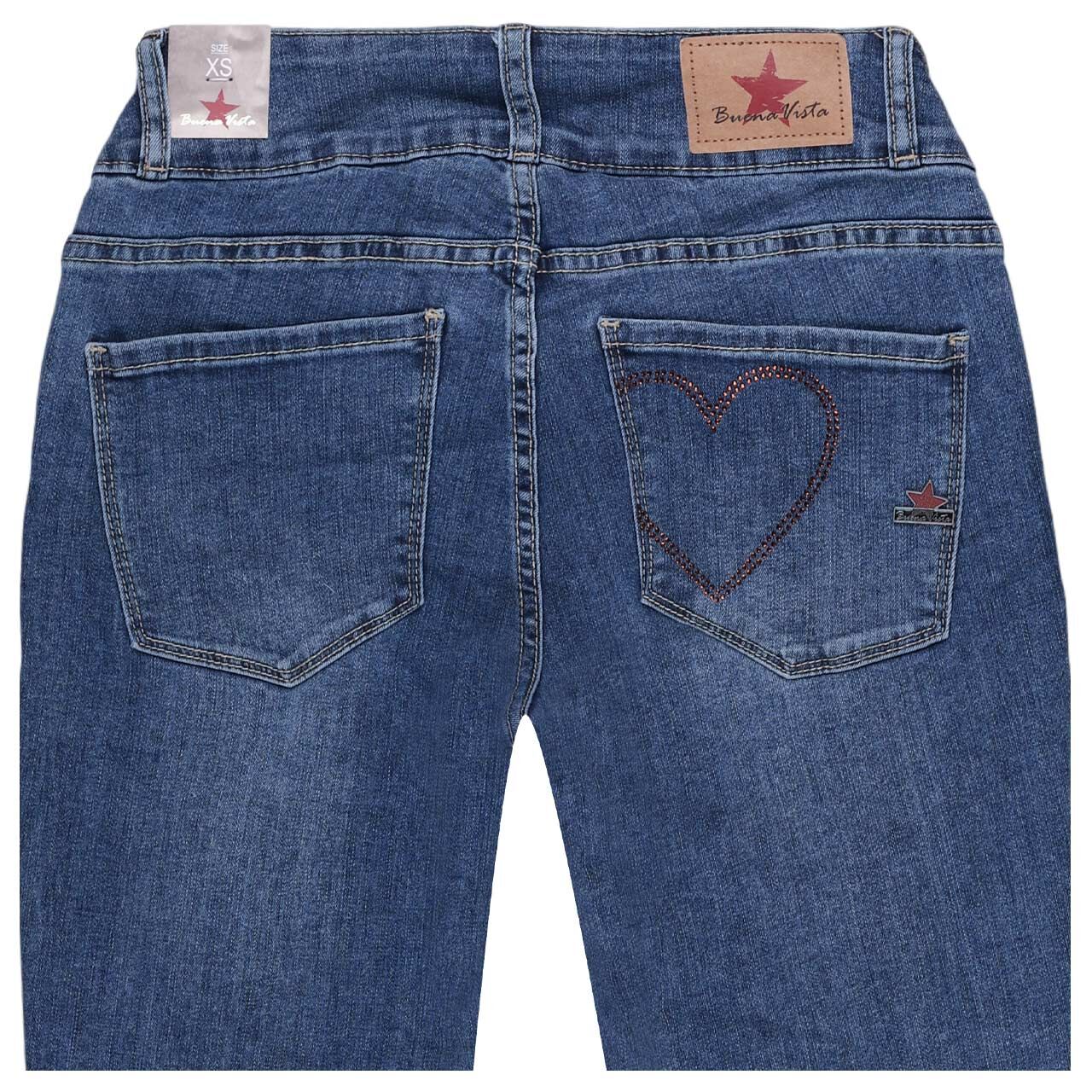 Damenjeans Tummyless Stretch Denim von Buena Vista in Blau verwaschen, detaillierte Rückansicht