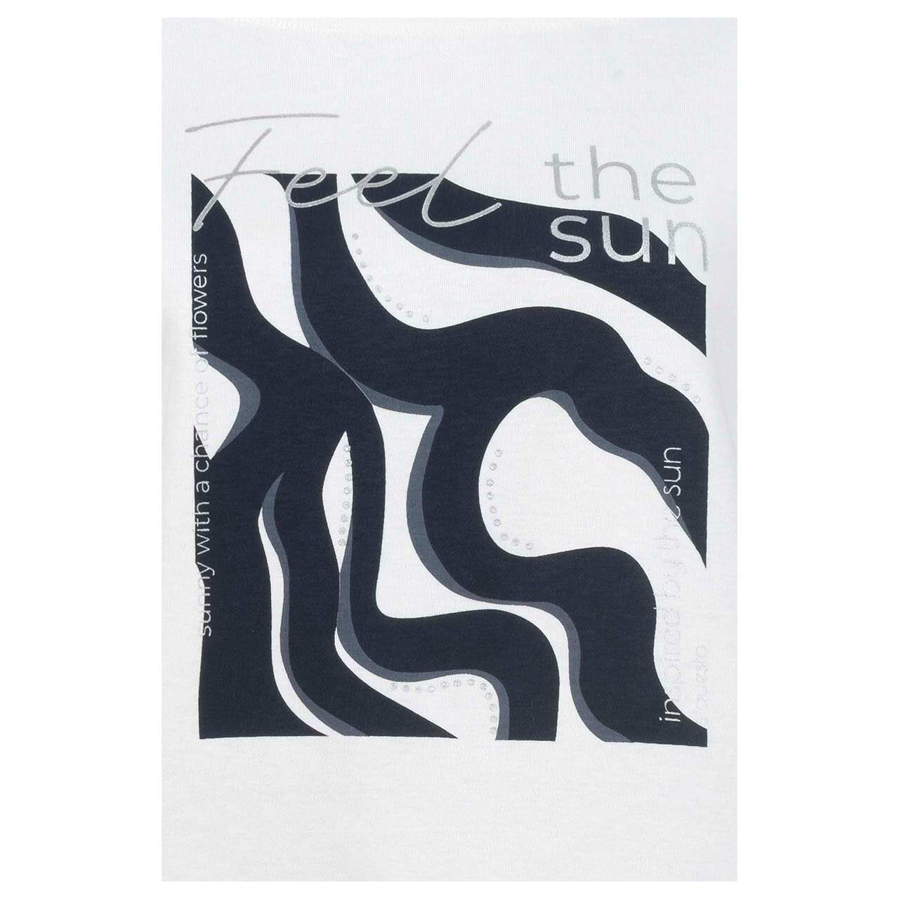 Damen 3/4 Arm Sweatshirt von Soquesto in Cremeweiß mit Print, Detailansicht Frontmotiv