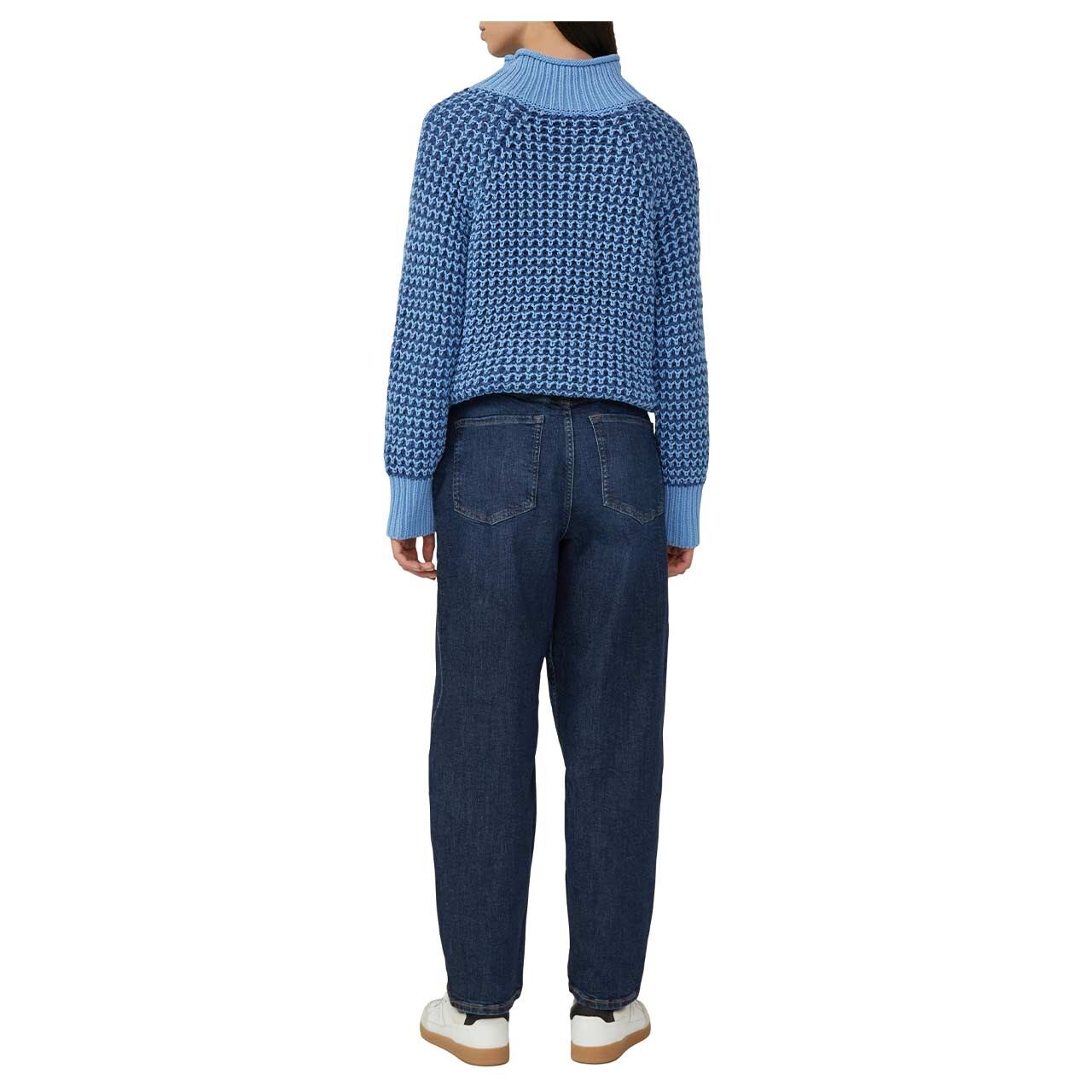 s.Oliver Damen Pullover in Blau mit Print, Rückansicht am Model