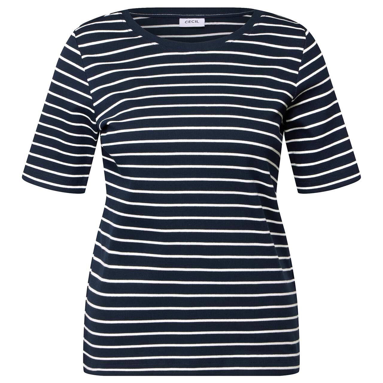 Cecil Damen T-Shirt Stripe Rib universal blue Cecil Damen T-Shirt Stripe Rib universal blue