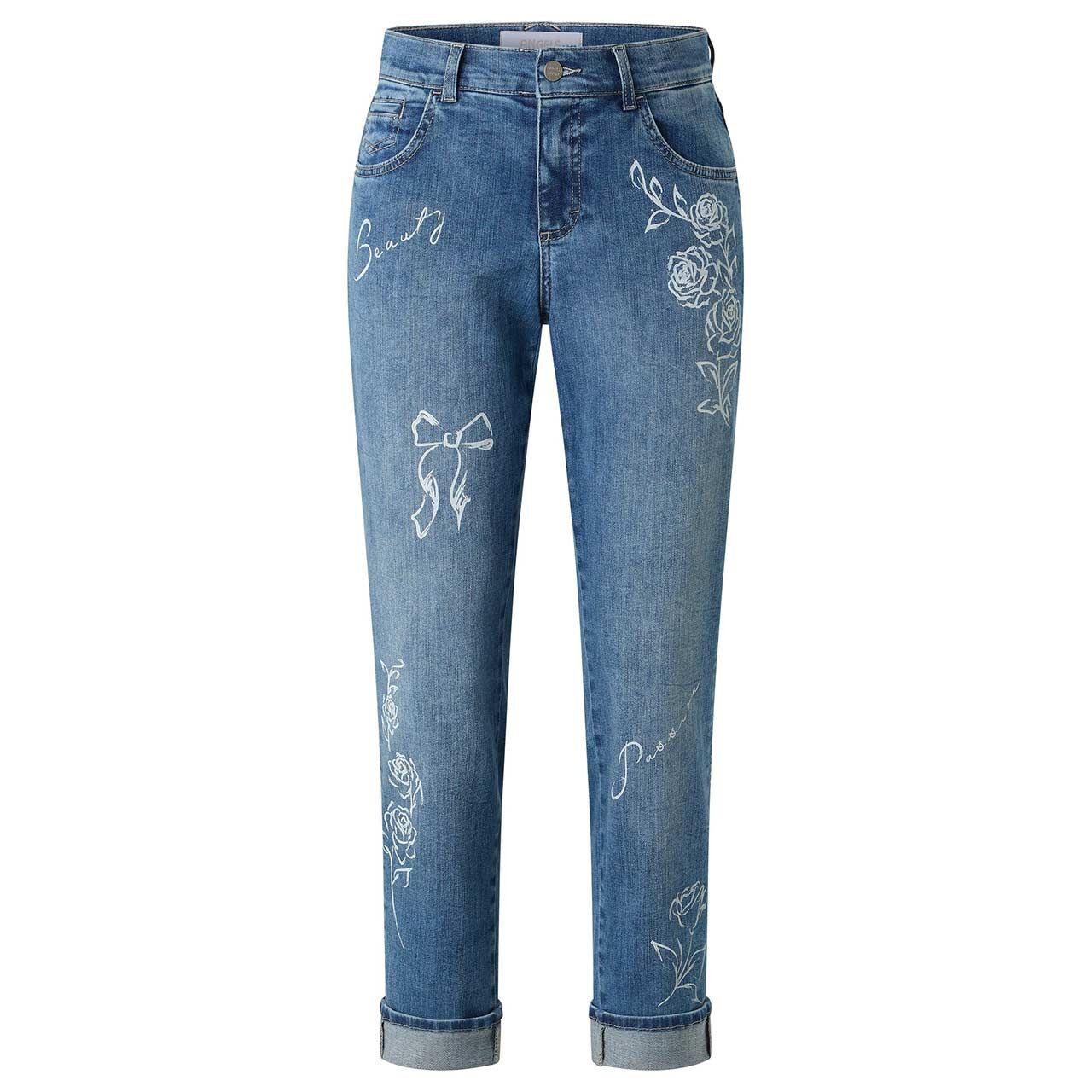 Damen 7/8 Jeans Darleen Beauty von Angels in Blau angewaschen mit Print, Vorderansicht