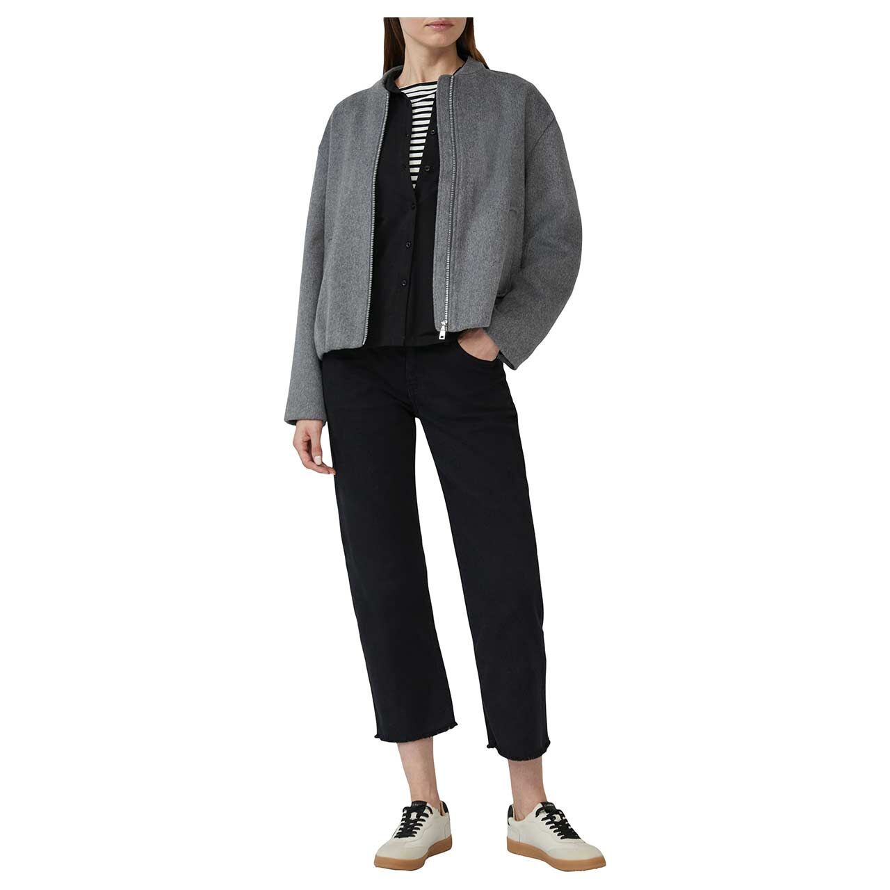 Damen Langarm Bluse von s.Oliver in Schwarz, Vorderansicht am Model