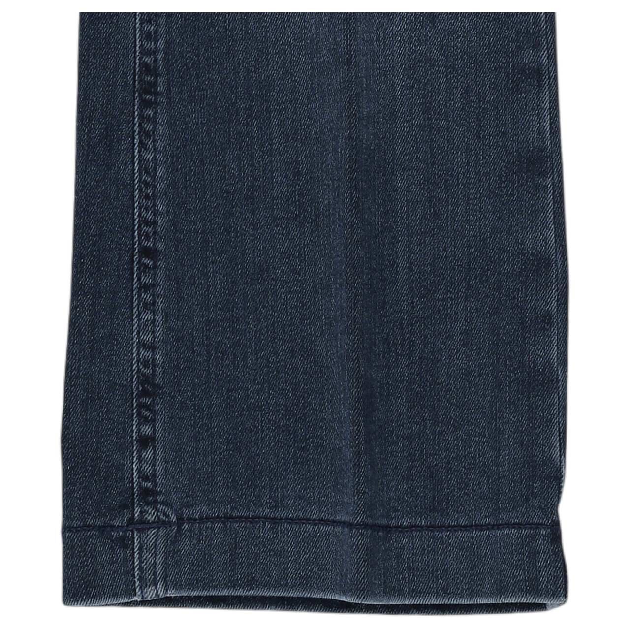 Stretch Damenjeans Dream Boot von MAC in Dunkelblau angewaschen mit Strass, Detailansicht Saum