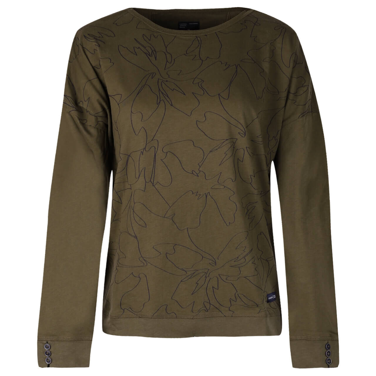 Soquesto Damen Langarm Shirt dark moss printed